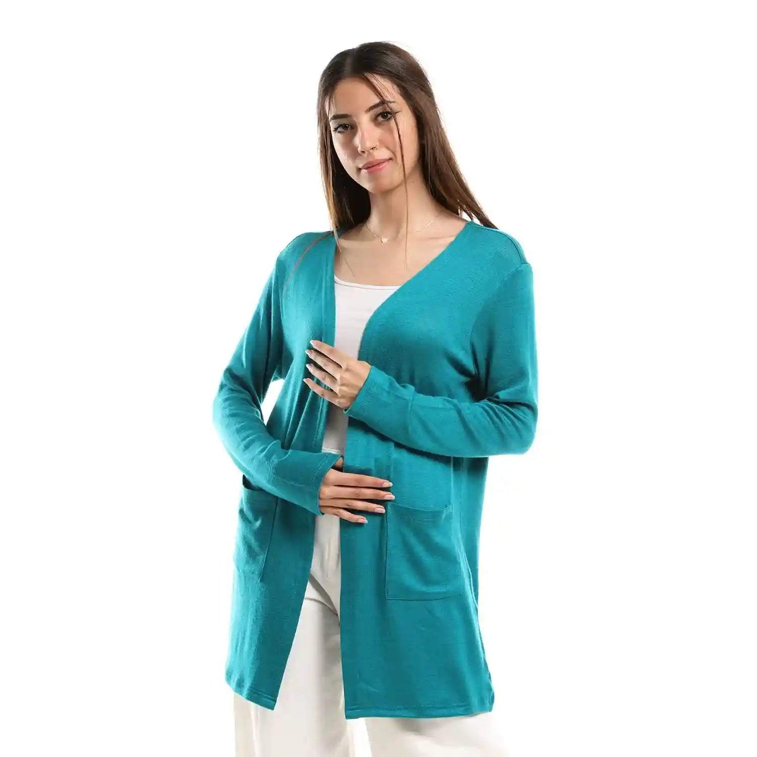 JAMILA Women Side Pockets Short Cardigan SWEATER