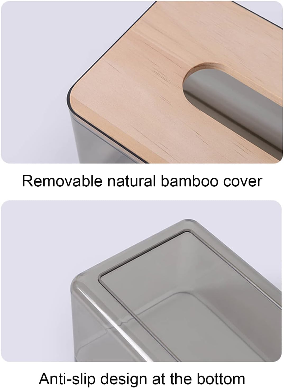 Imported Acrylic Tissue Box with Bamboo Lid – Clear Decorative Tissue Holder for Home, Office & Bathroom
