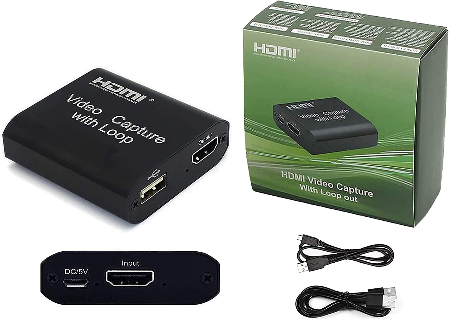 HDMI Video Capture Device With Loop Out Video Capture Card, HDMI Game Capture HDMI To USB For Game Record Live Streaming Broadcast