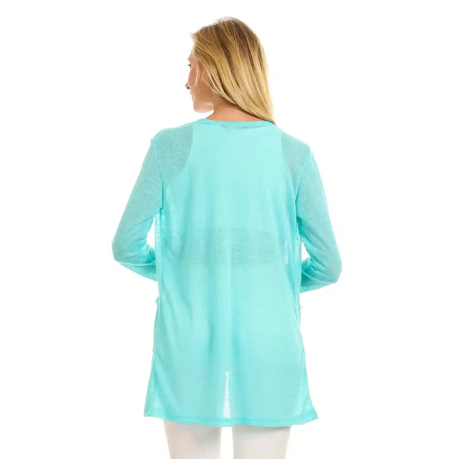 JAMILA Side Pockets Open Neckline Cardigan For Women,Relaxed fit that allows freedom of movement.