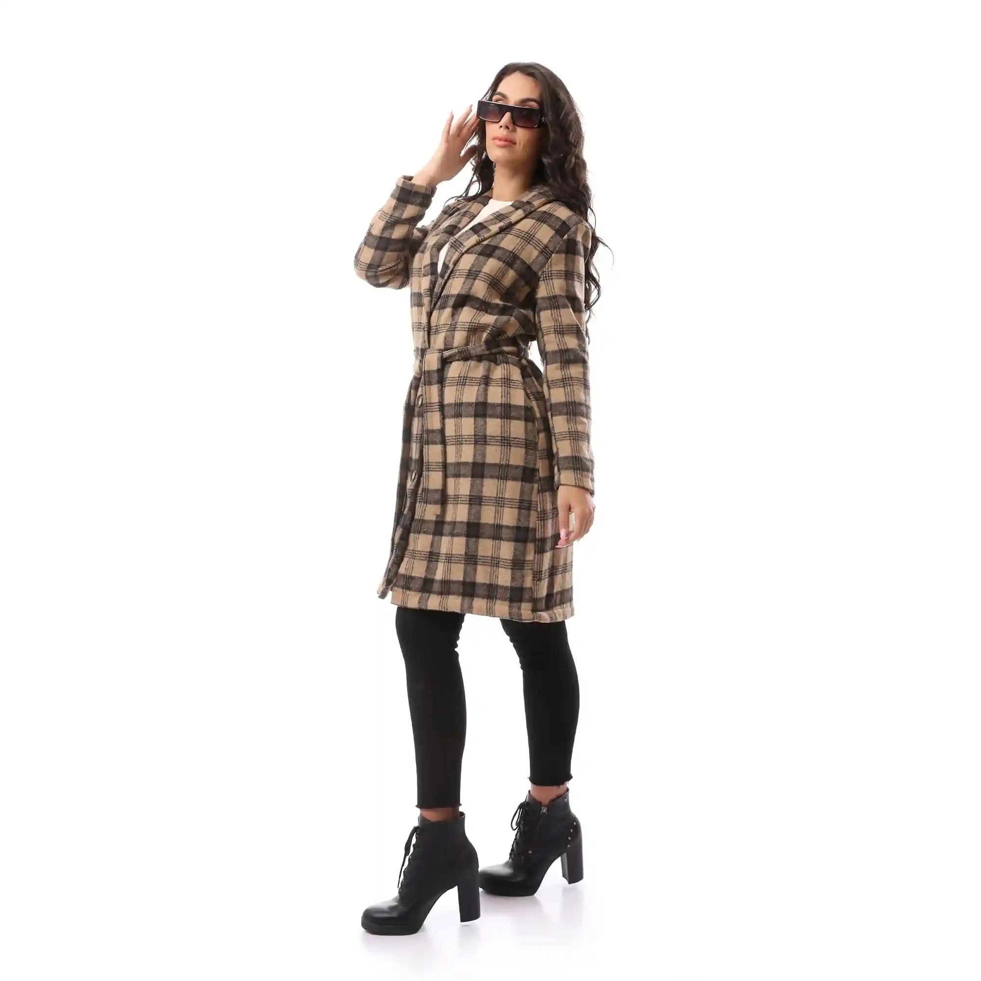 Andora Womens Patterned Comfy 36W24W30304 Wool Coat
