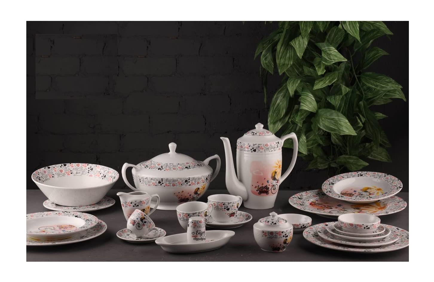 طقم عشاء بورسلين 78 قطعة من كادوس – تصميم أنيق للمناسبات