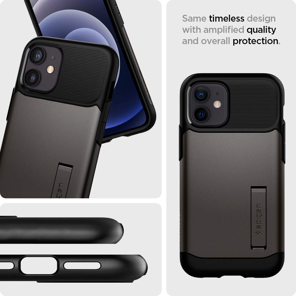 SPIGEN SLIM ARMOR CASE FOR IPHONE 12 MINI - BLACK & GREY