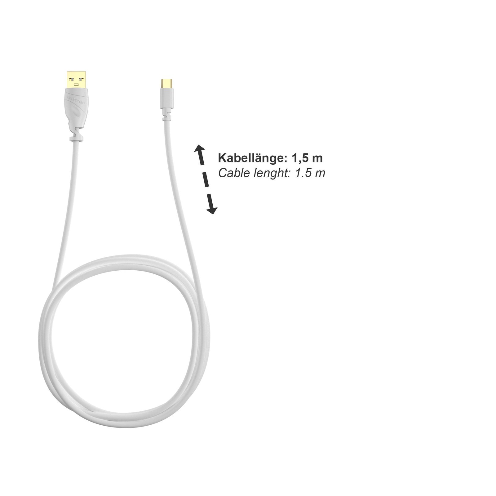 كابل KabelDirekt 552 بطول 1.5 متر Micro USB (كابل USB 2.0، مزامنة وشحن) سلسلة TOP أبيض