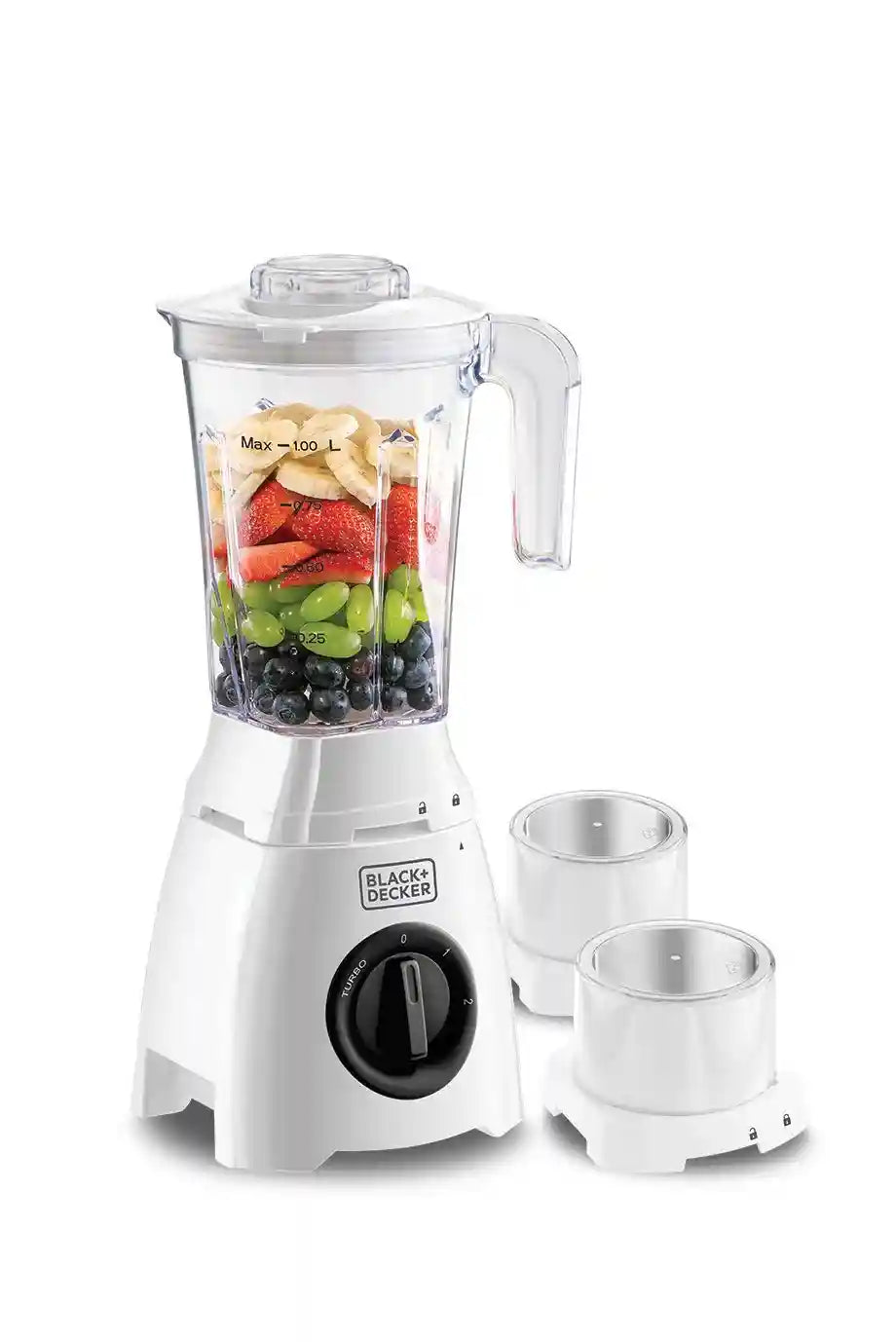 BLACK + DECKER | 400W Blender |2.3L Jar| Good for juices, smoothies & more | Has Grinder Mill suitable for coffee, herbs and spices | Dishwasher Safe | White - Safqqa Egypt