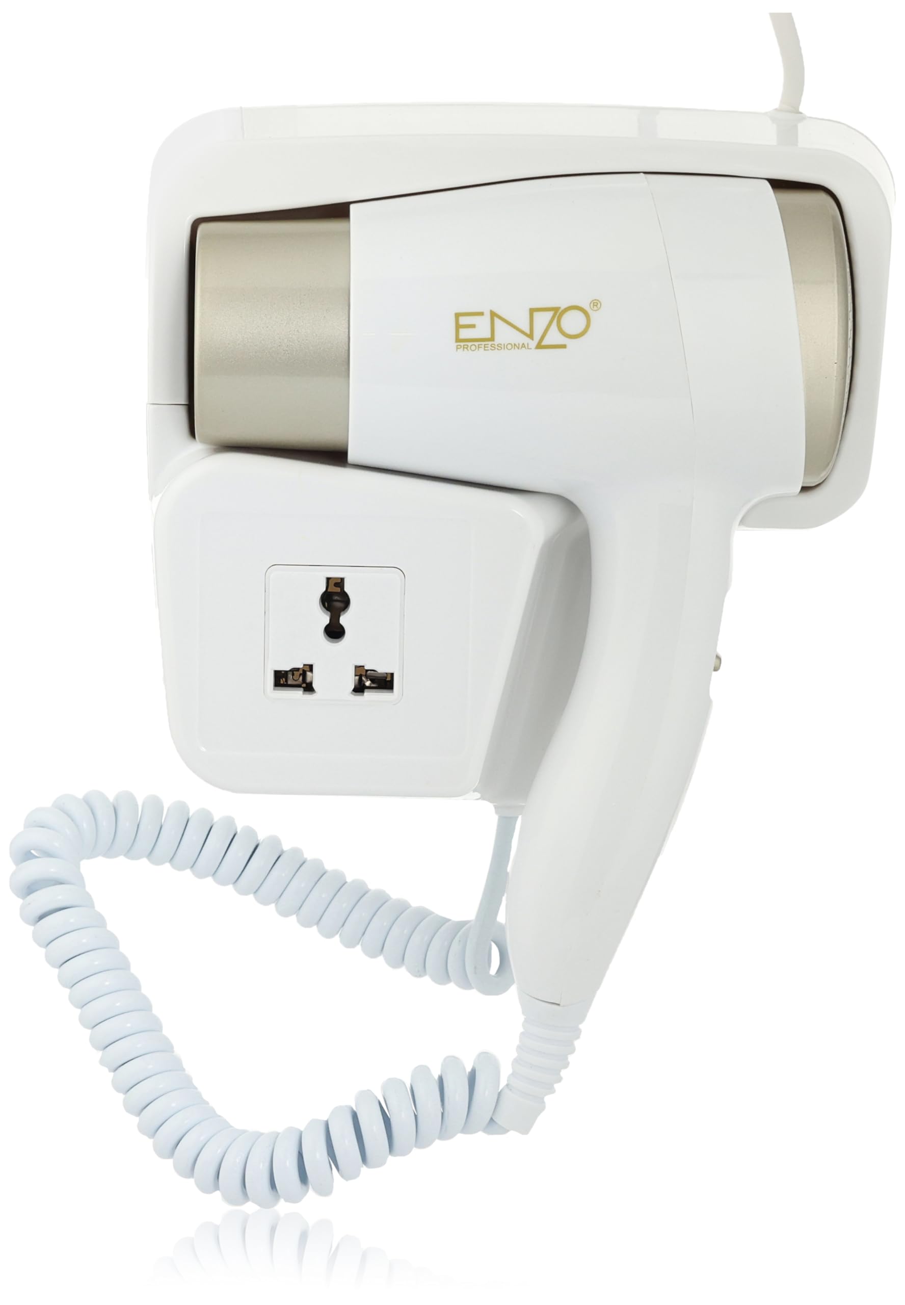 Enzo 3000 Watt Wall Mount Hair Dryer for Bathroom Hotel White * Gold EN-6622 - Safqqa Egypt