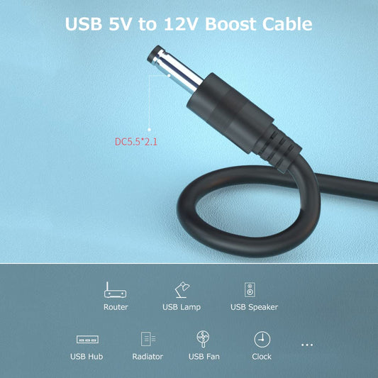 كابل تعزيز USB 5V إلى 12V محول طاقة USB كابل تحويل USB إلى DC منفذ طاقة DC 5.5 * 2.1 توافق واسع YINGJIAN