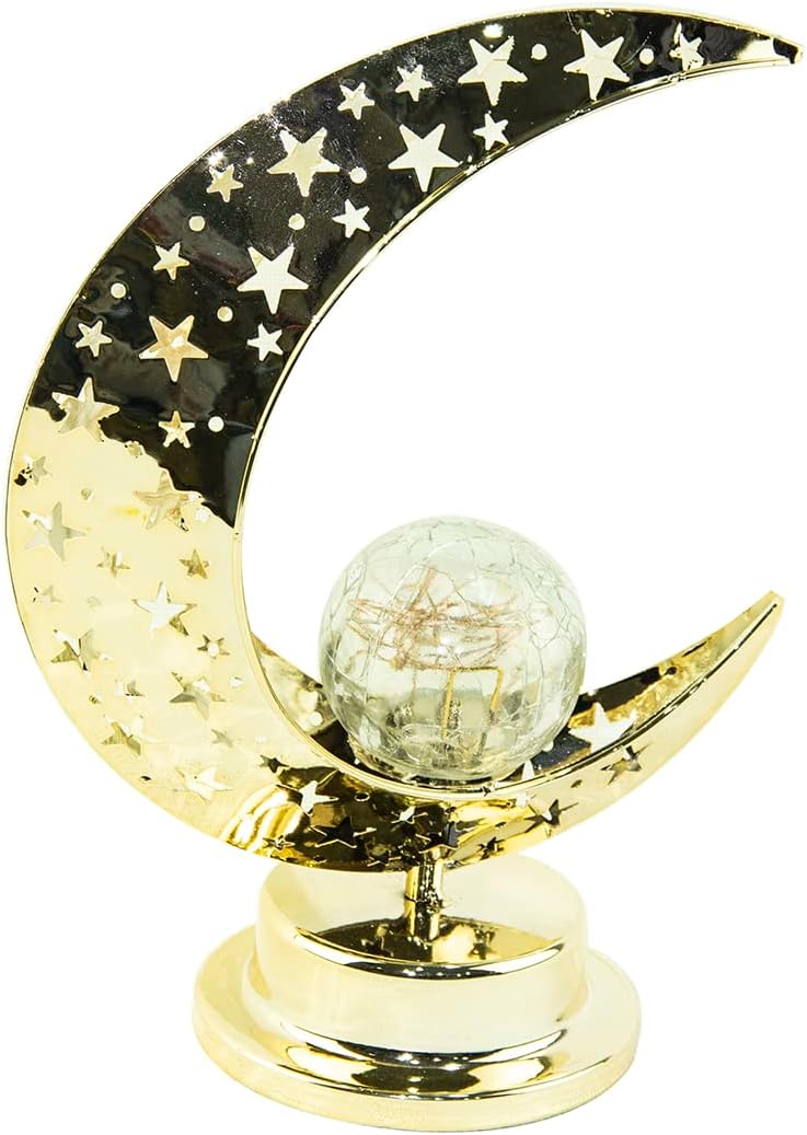 مصباح LED بتصميم القمر العربي للزينة في رمضان، ديكور طاولة داخلي وخارجي