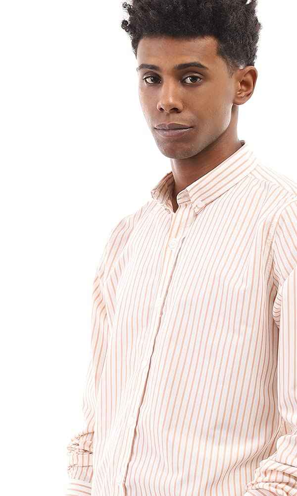 Ravin mens Ravin 95001 Bi-Tone Candy Stripes Elegant Shirt - White & Light Orange Shirt