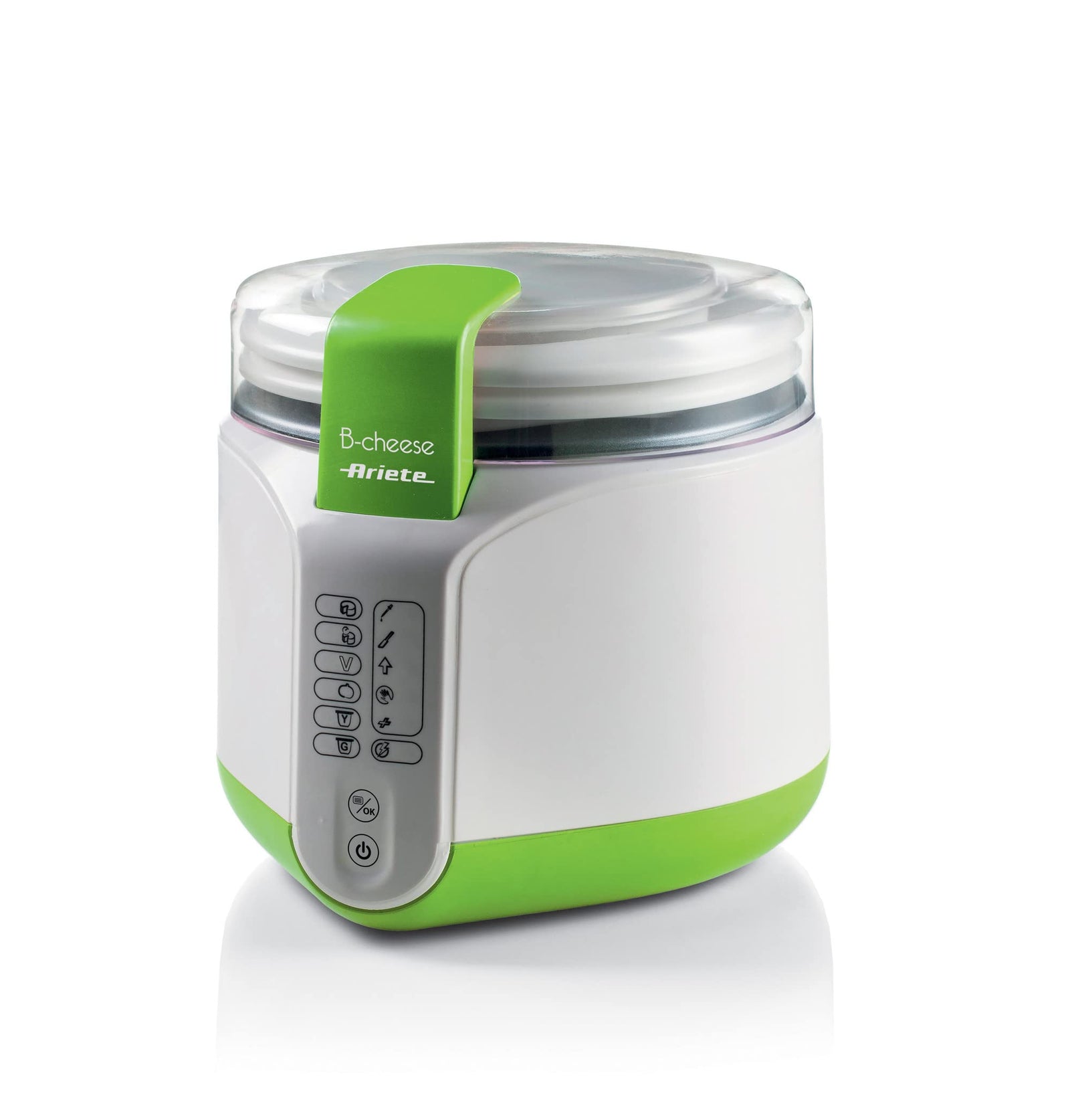 Ariete 615 B-Cheese Machine for Parmesan Cheese and Yogurt, 6 Preset Programmes, Removable Non-Stick Basket, Suitable for Vegans and Incompatibility Recipe Book, 500W, White/Green