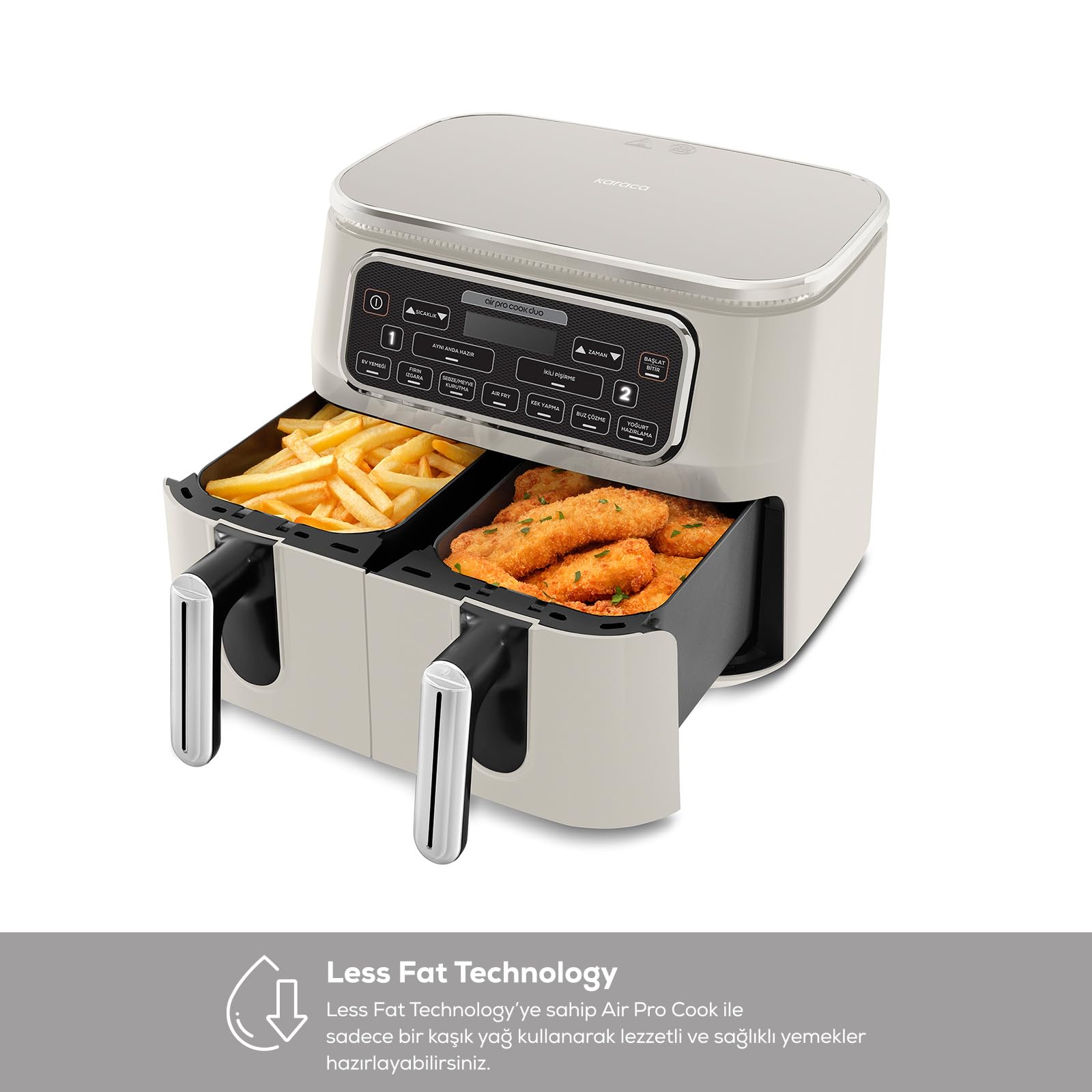 Karaca Air Pro Cook Duo XXXL Airfryer 8 Liter – For Up to 8 People