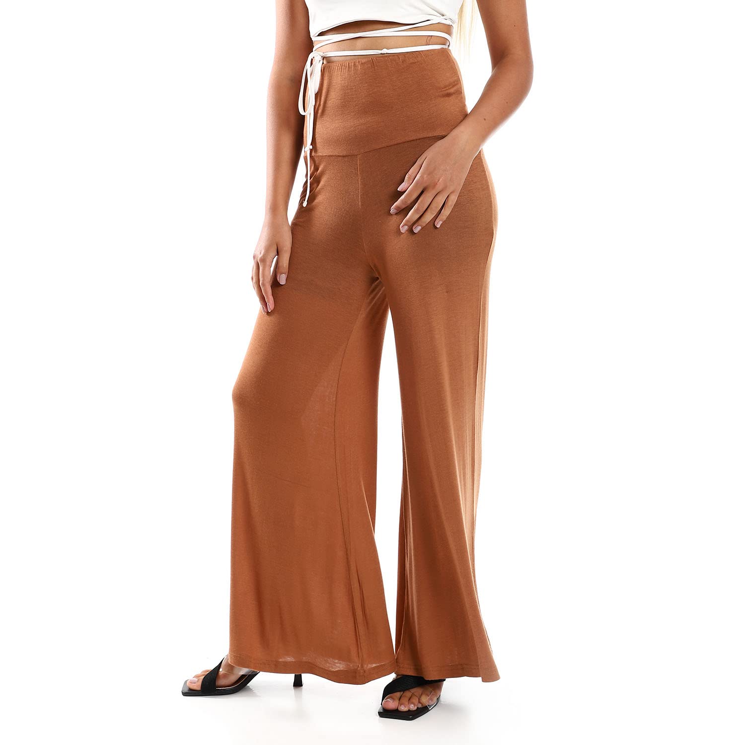 JAMILA Women Solid Pattern Flare Fit Pants - Safqqa Egypt