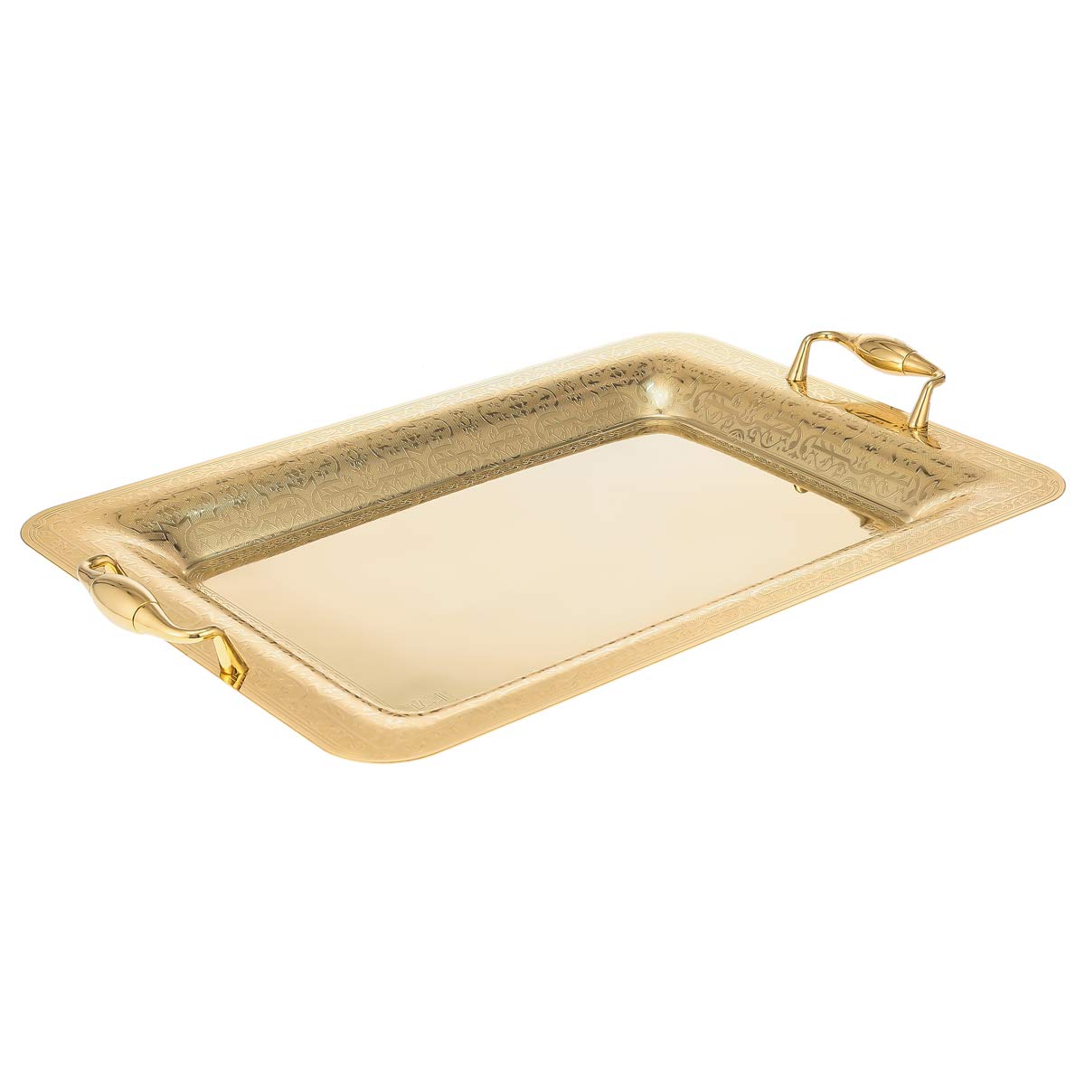 Almarjan Stainless Steel Serving Tray Gold -54.8L x 7.6W x 36.4H centimeters