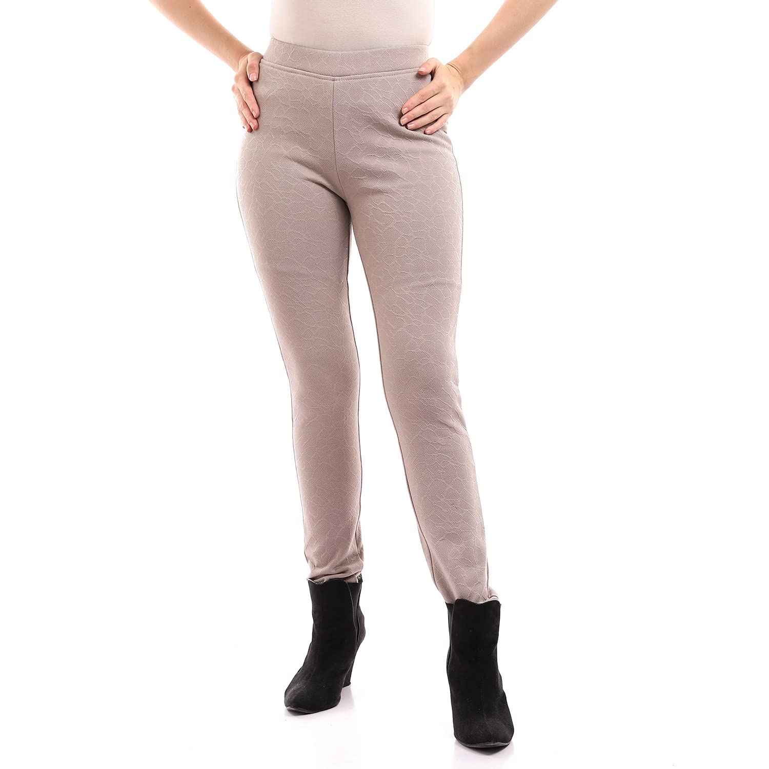 esla_Self Pattern Slip On Comfy Leggings_Café au lait_size 6 - Safqqa Egypt