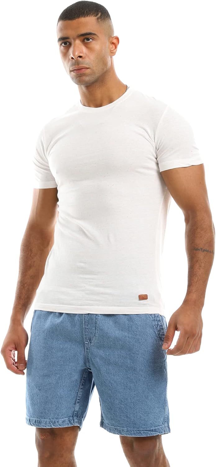 Ravin Men's Ribbed Crew Neck Solid Basic Cotton T-Shirt