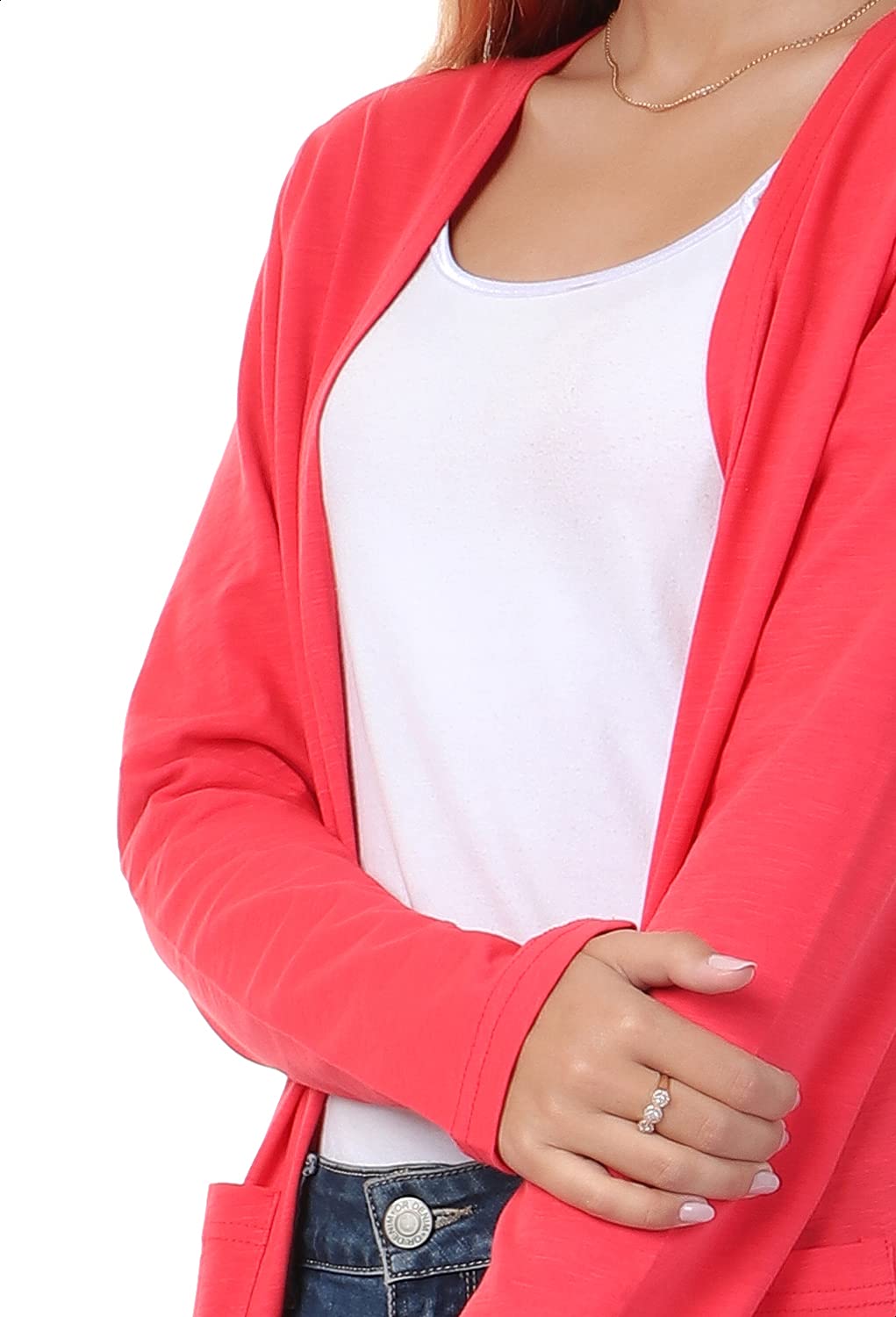 Jamila Women Plain Front Pockets Long Sleeves Maxi Cardigan