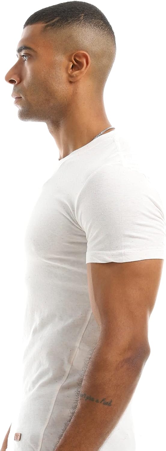 Ravin Men's Ribbed Crew Neck Solid Basic Cotton T-Shirt