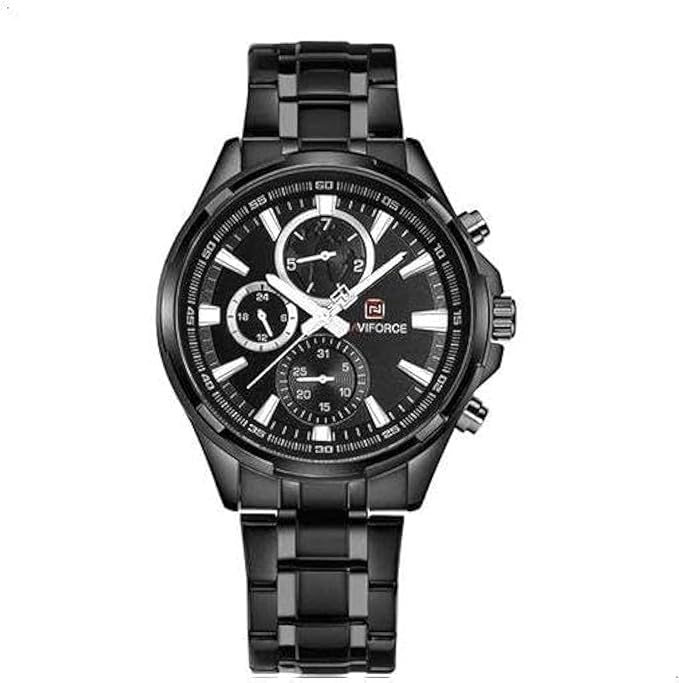 Naviforce Men Watch 9089S B-B Set Black Analog Quartz