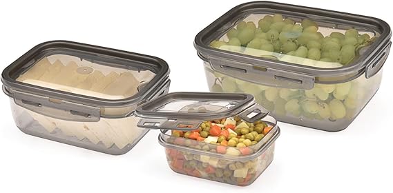 Plastic Rectangular Transparent Gray Lock Fit Food Keeper – Airtight Storage with Turkish Quality – Safqqa Egypt