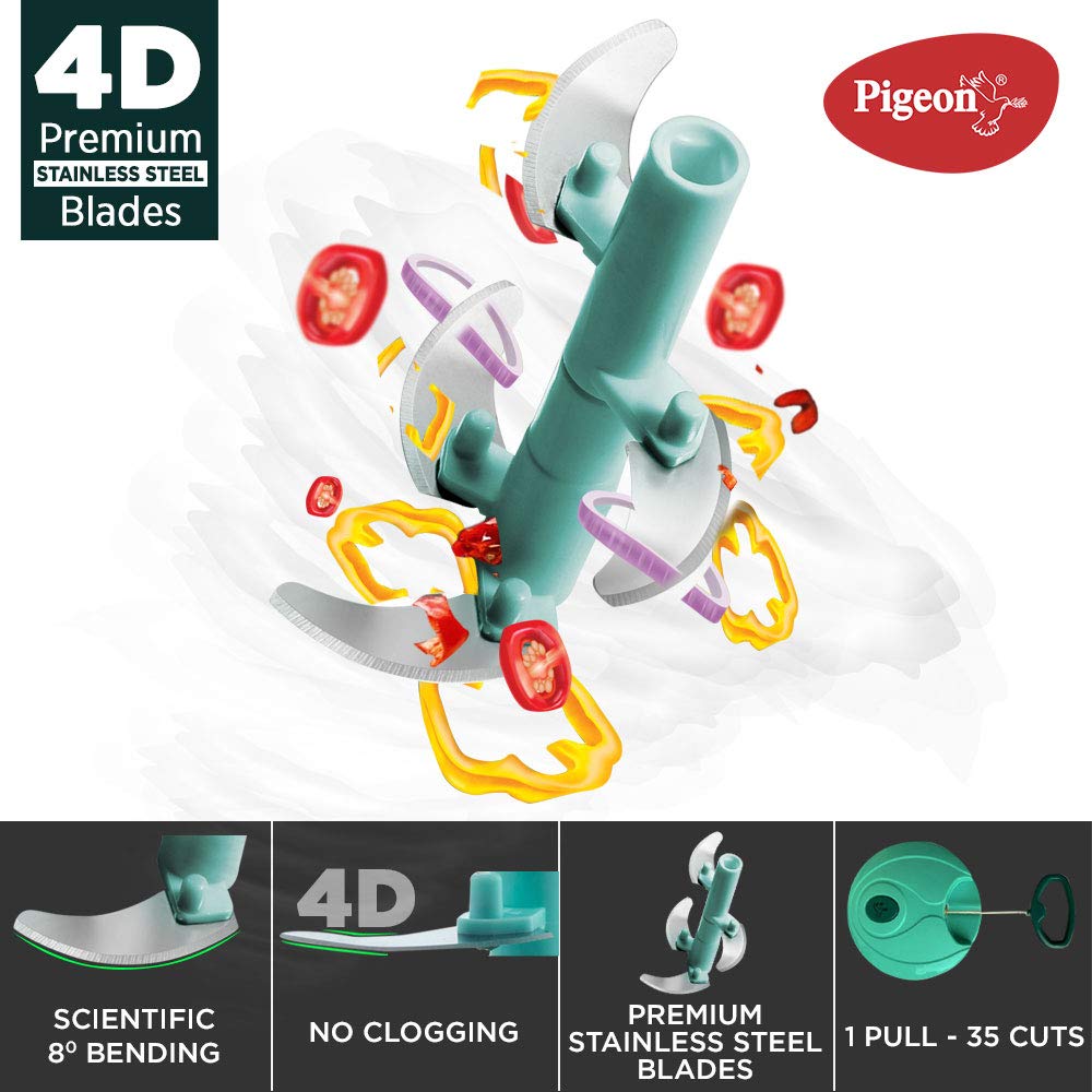 Pigeon XL Handy Compact Hand-Powered Chopper – Stainless Steel Blades