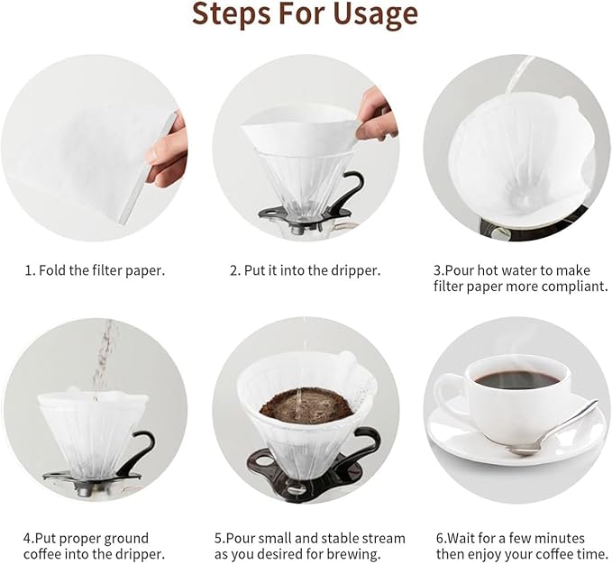 ECVV V60 Coffee Paper Filters 100 Count 2–4 Cups Unbleached – Safqqa Egypt