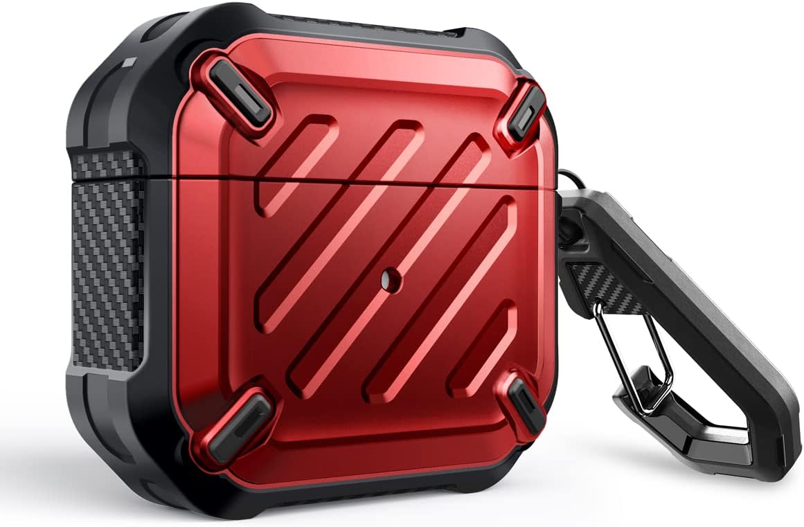 SUPCASE [Unicorn Beetle Pro Series] Case Designed for Airpods, Full Body Rugged Protective Case Compatiable with Apple AirPods 3rd - Red