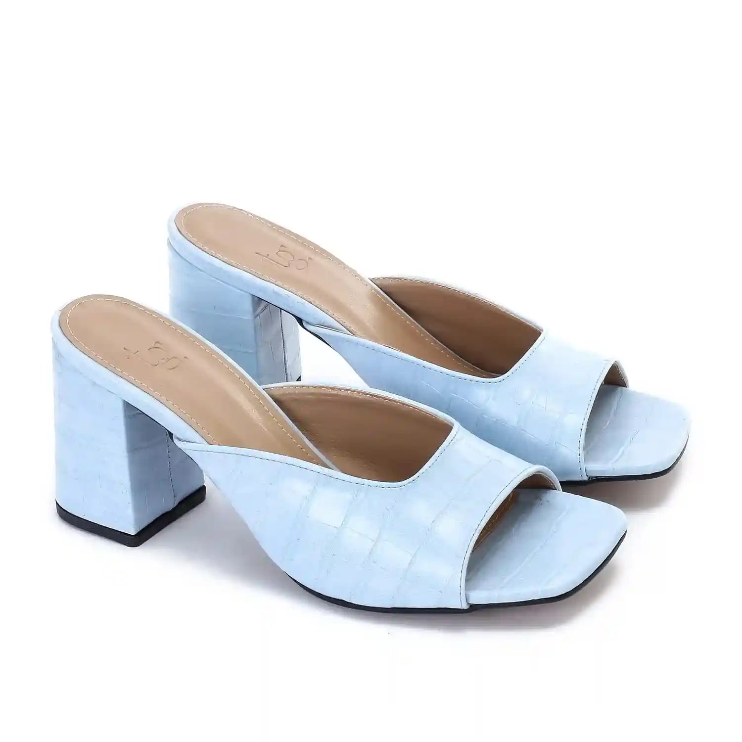 womens Square Cut High Heel Mule Heeled Sandal - Safqqa Egypt