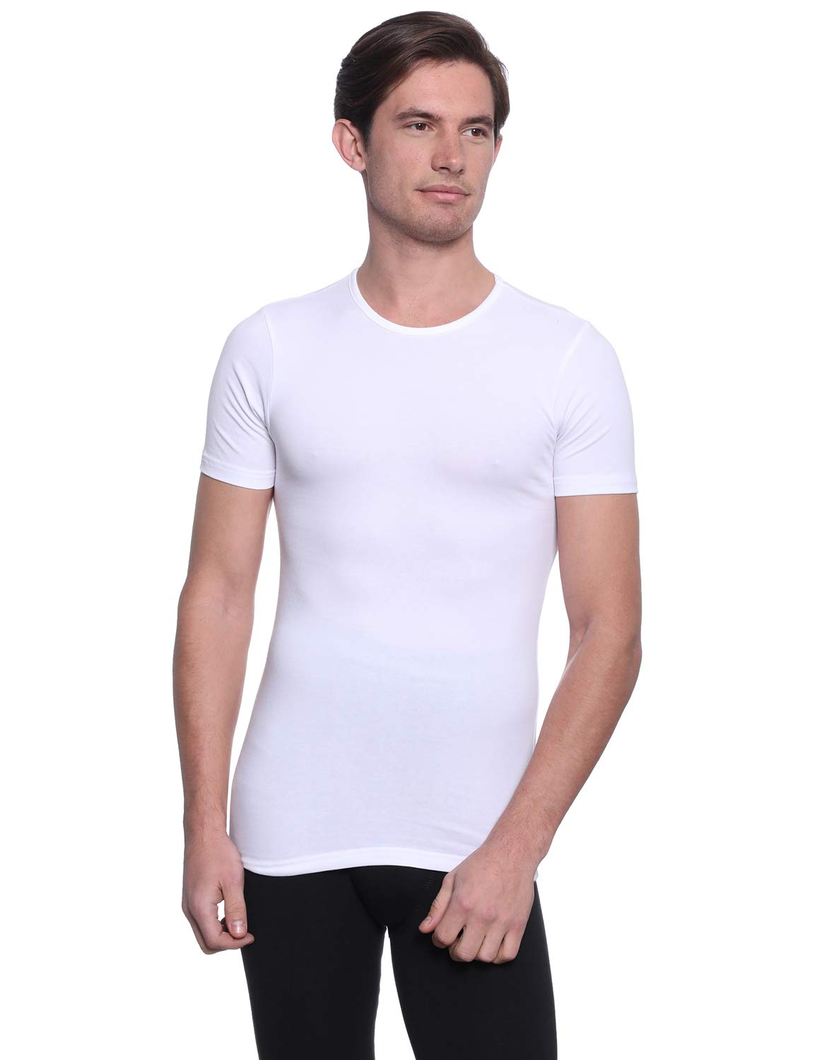 Dice Mens Round Neck Short Sleeve Solid Undershirt