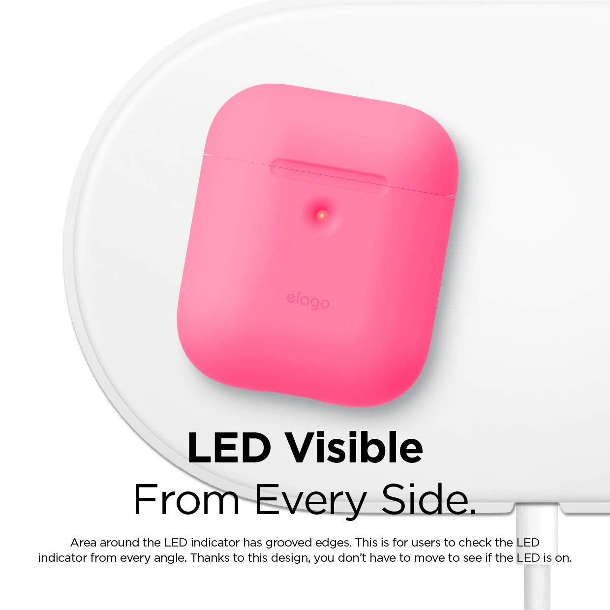 Elago silicone case (compatible with airpods 1 and 2) neon hot pink