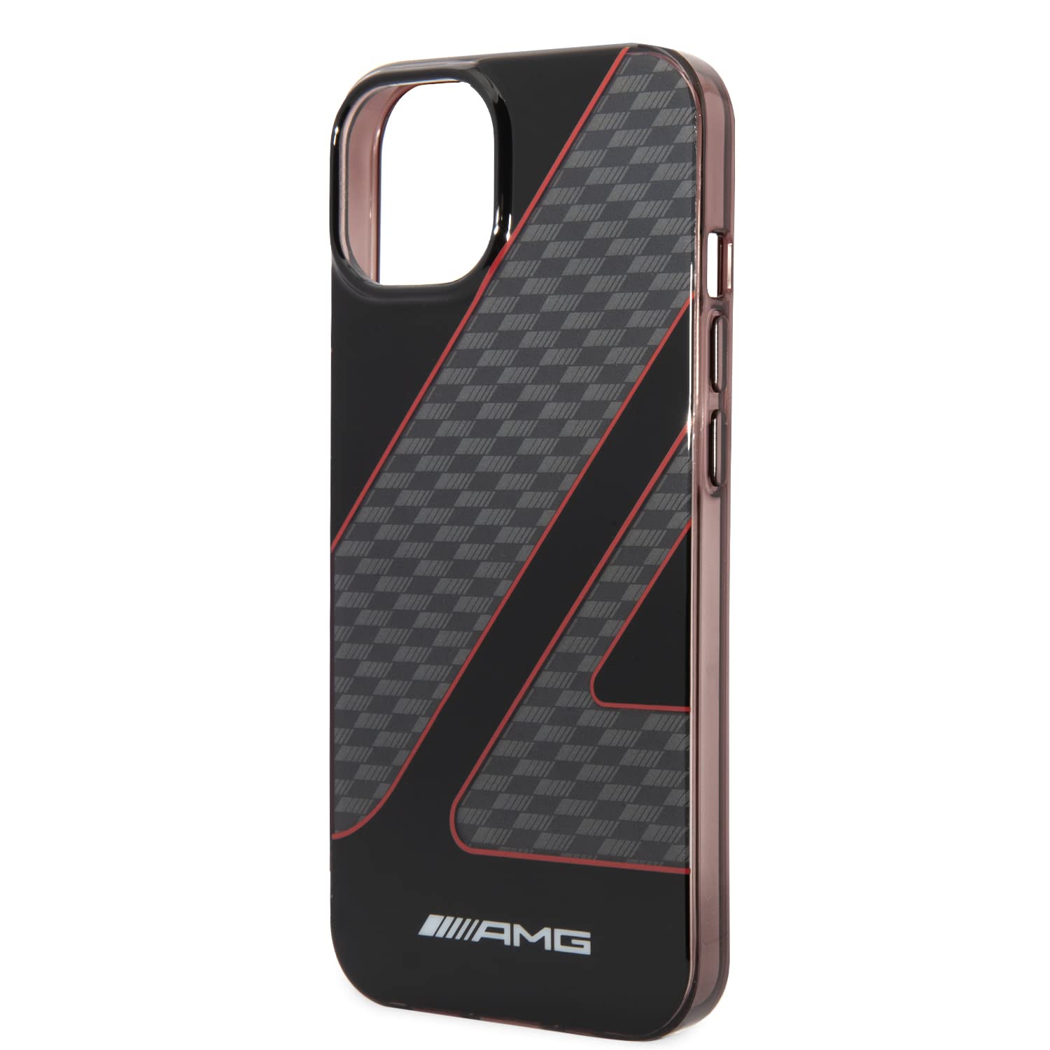 CG MOBILE AMG Transparent Double Layer Case With Checkered Flag Pattern Crystal Case/Bumper Protection/Anti-Explosion/Anti-Fall/Anti-Scratch Compatible With iPhone 14 Plus 6.7