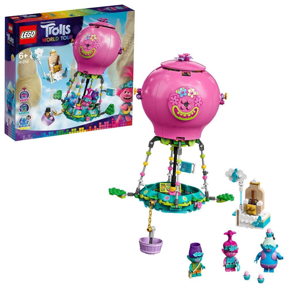 LEGO Trolls World Tour Poppy’s Hot Air Balloon Adventure 41252 Building Kit, an Ideal for Creative Play (250 Pieces)