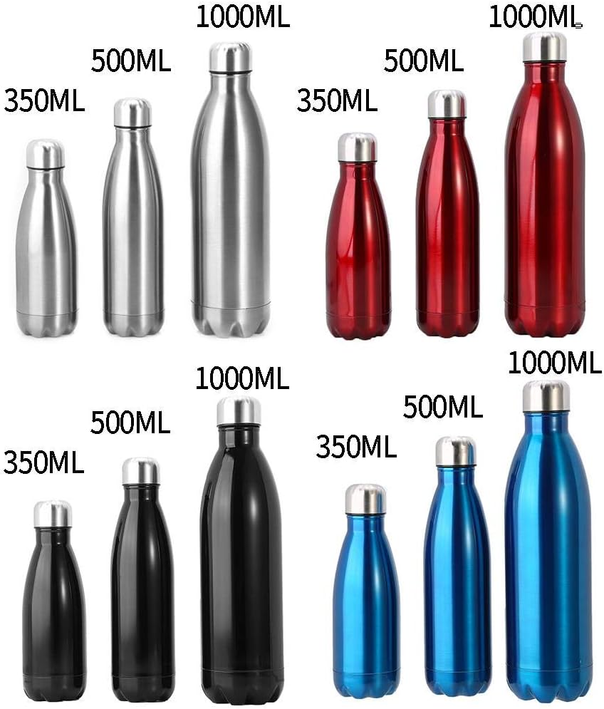 Dilwe VGEBY1 Stainless Steel Water Bottle, Insulated Leak-Proof Bottle Keeps Drinks Hot & Cold Easy Washing(500ML-Blue)-Damage Box