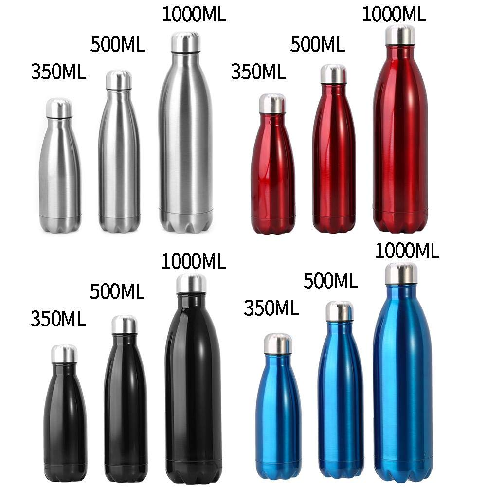 Dilwe VGEBY1 Stainless Steel Water Bottle, Insulated Leak-Proof Bottle Keeps Drinks Hot & Cold Easy Washing(500ML-Blue)-Damage Box