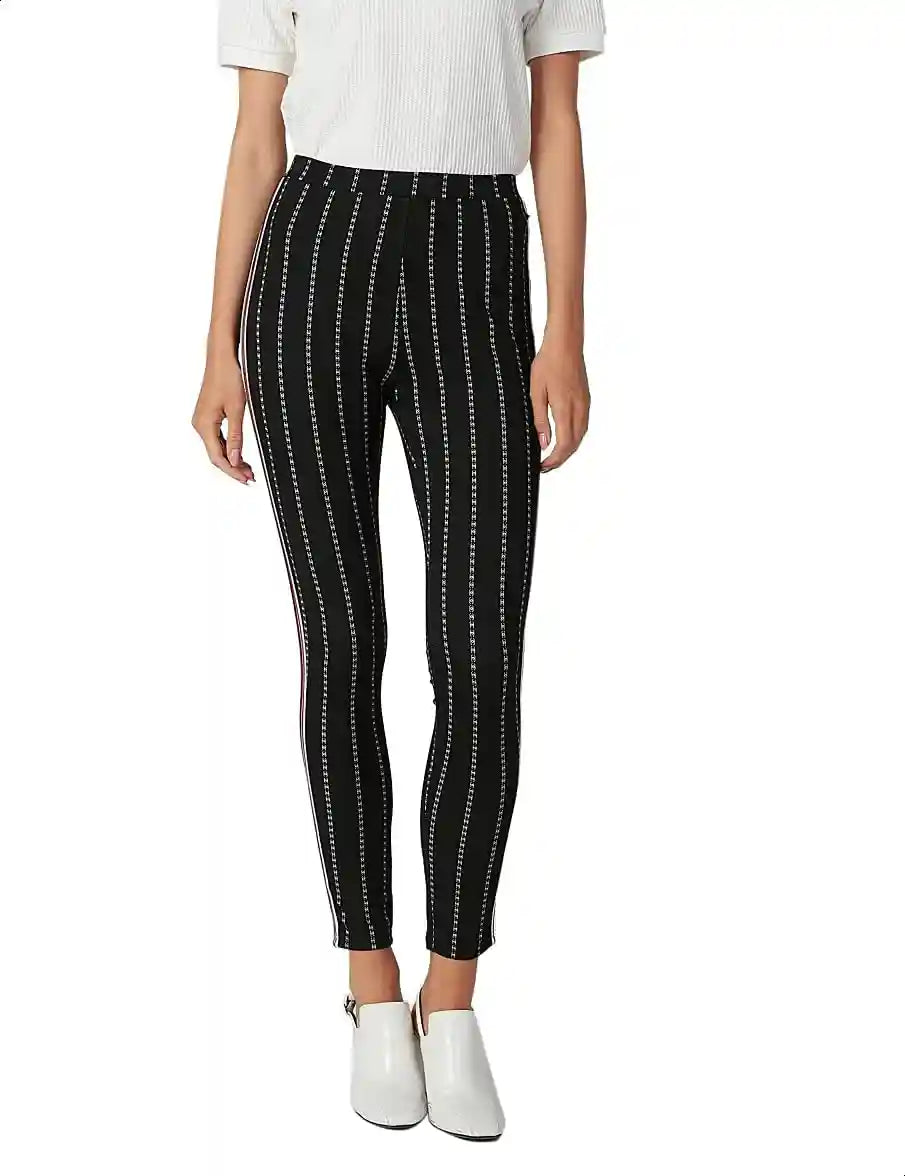 Splash Elastic Waist Contrast Side Stripe Slim-Fit Leggings for Women XS - Safqqa Egypt