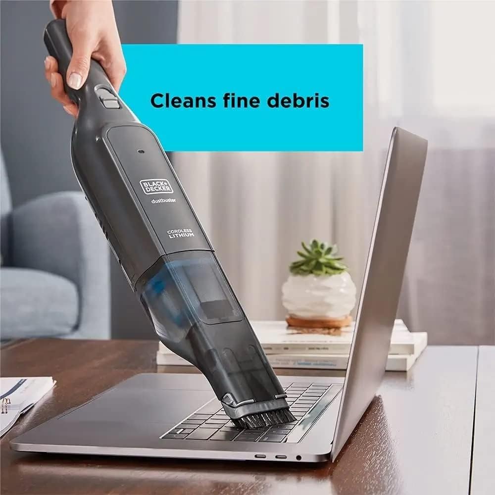 Black & Decker 12V Cordless Dustbuster Vacuum, 22 Air Watts, 14-Min Runtime, Ultra-Wide Nozzle, 2.0Ah Battery & Charging Base  – Powerful, Compact & Efficient Cleaning