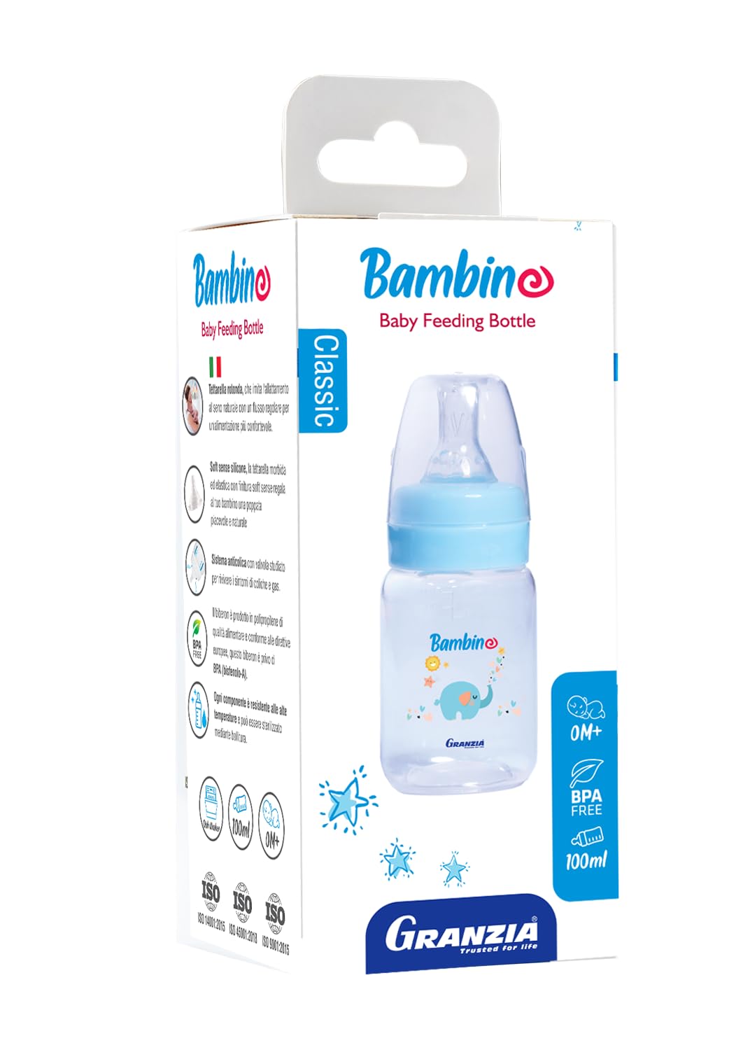 Granzia Bambino Classic Baby Feeding Bottle Blue 150 ML