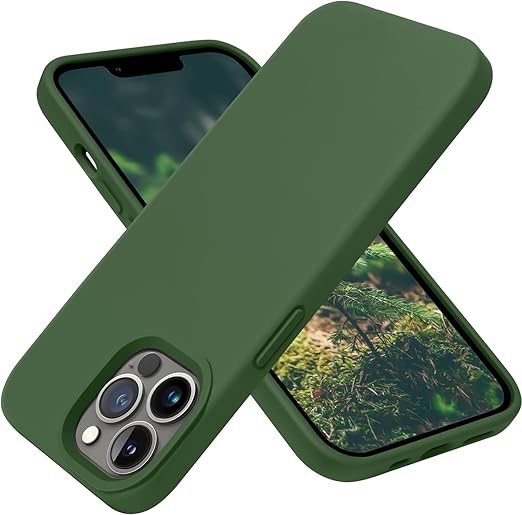 Cordking Designed for iPhone 13 Pro Max Case, Silicone Ultra Slim Shockproof Protective Phone Case with [Soft Anti-Scratch Microfiber Lining], 6.7 inch, Fluorescent Green