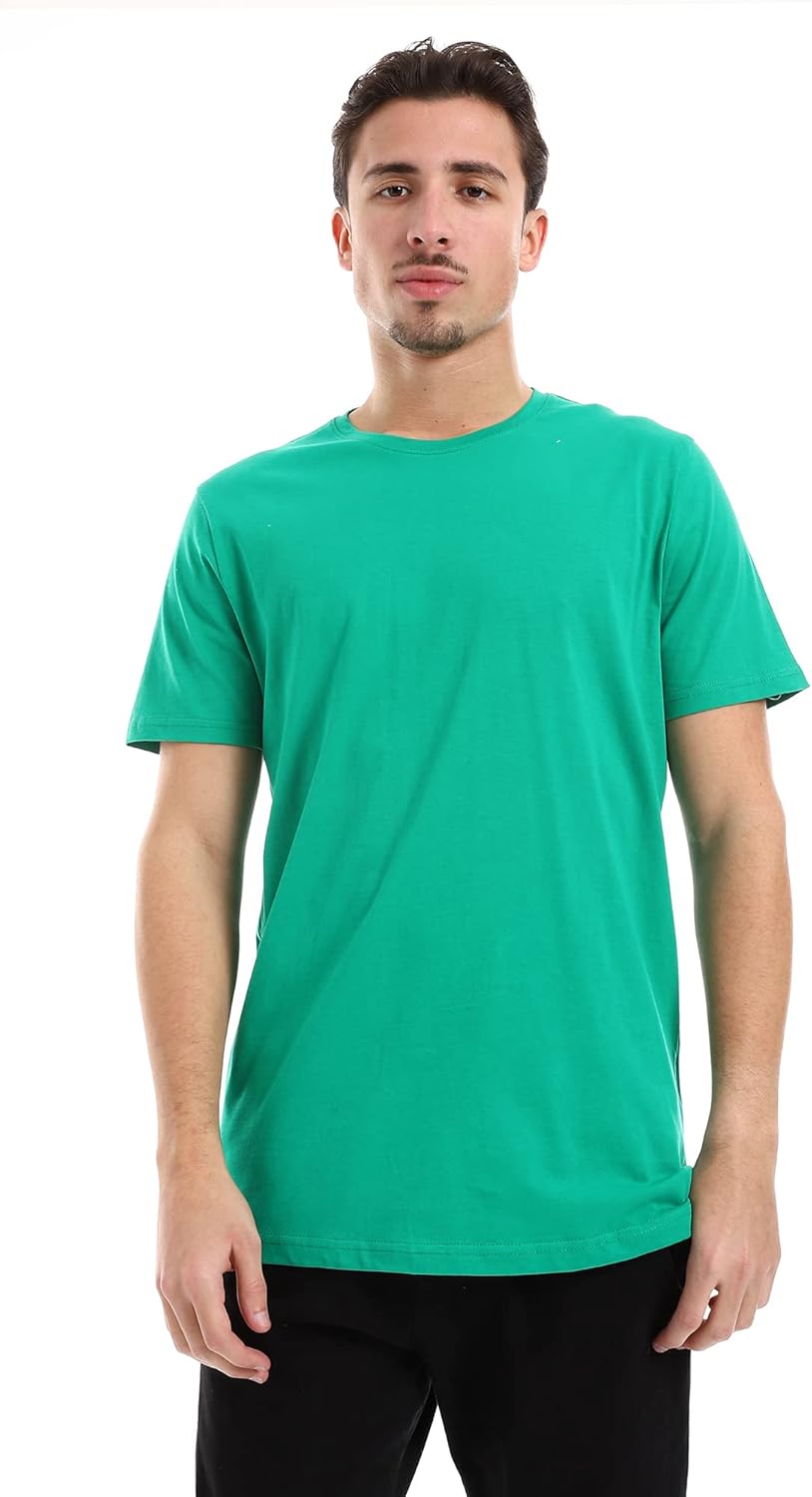 Ravin Men's Ribbed Crew Neck Solid Basic Cotton T-Shirt