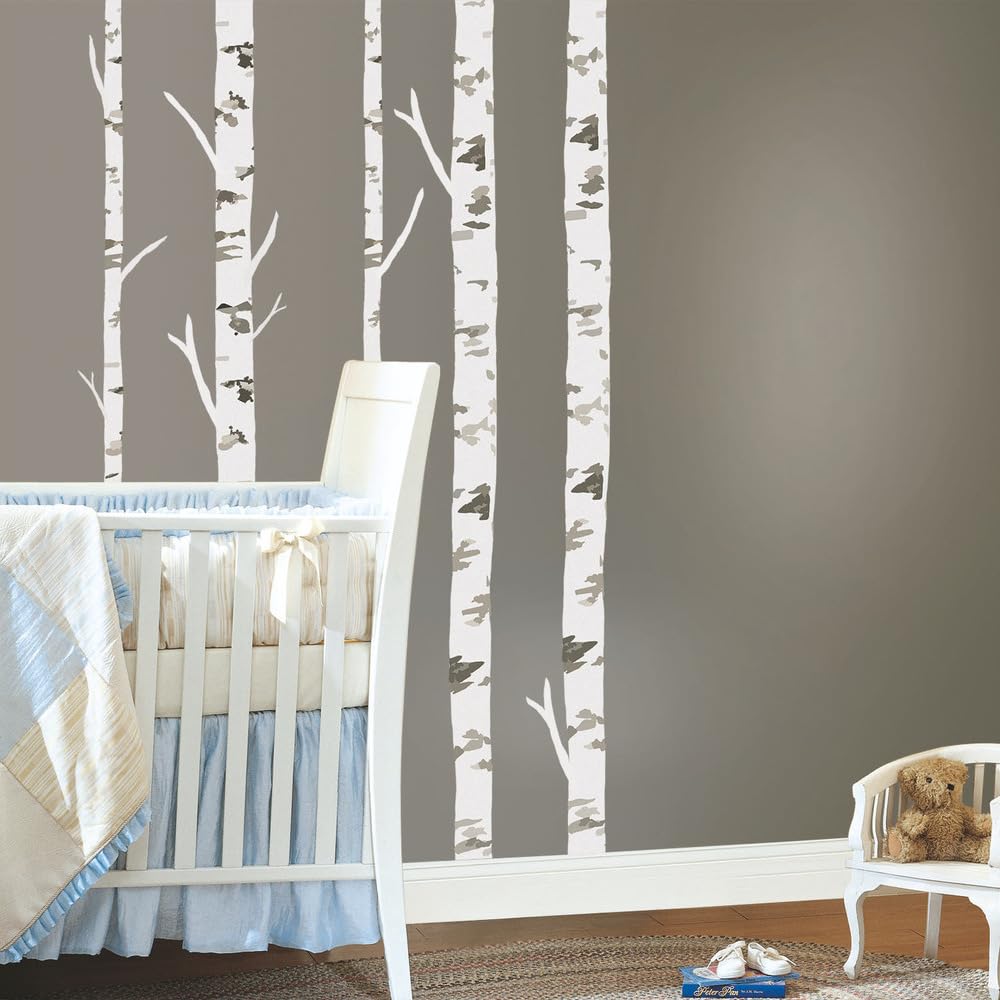 RoomMates Birch Trees Peel and Stick Giant Wall Decals, Multicolor