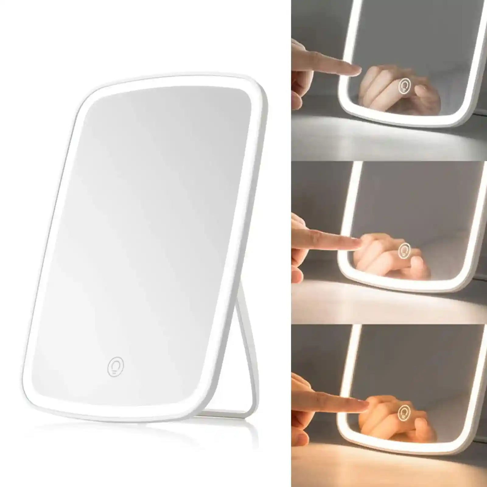 Generic Makeup Mirror, Light Up Mirror 45 Degree Vertical Tilt USB Rechargeable Dimmable Touch Screen for Home-Have Scratches