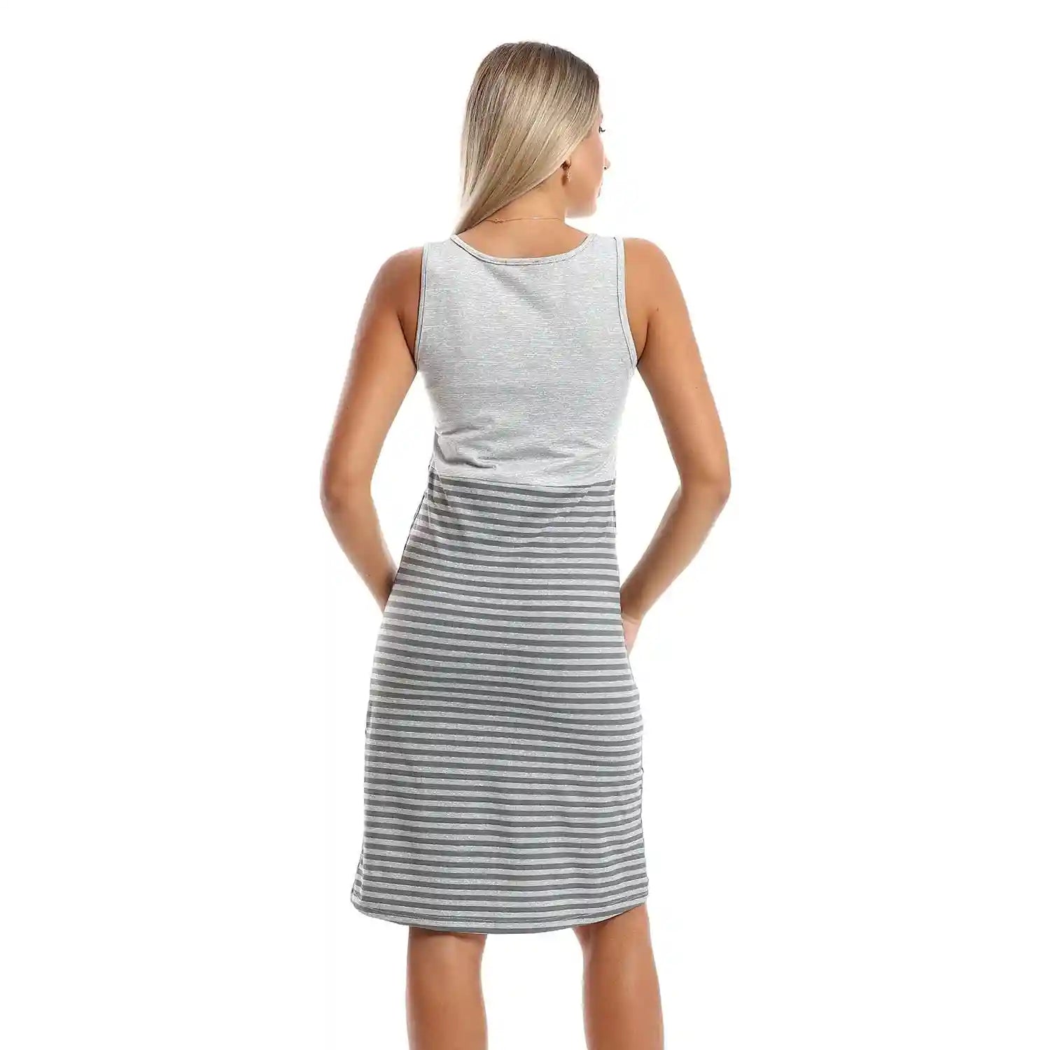 Kady slip on striped sleepshirt with front decorative buttons women