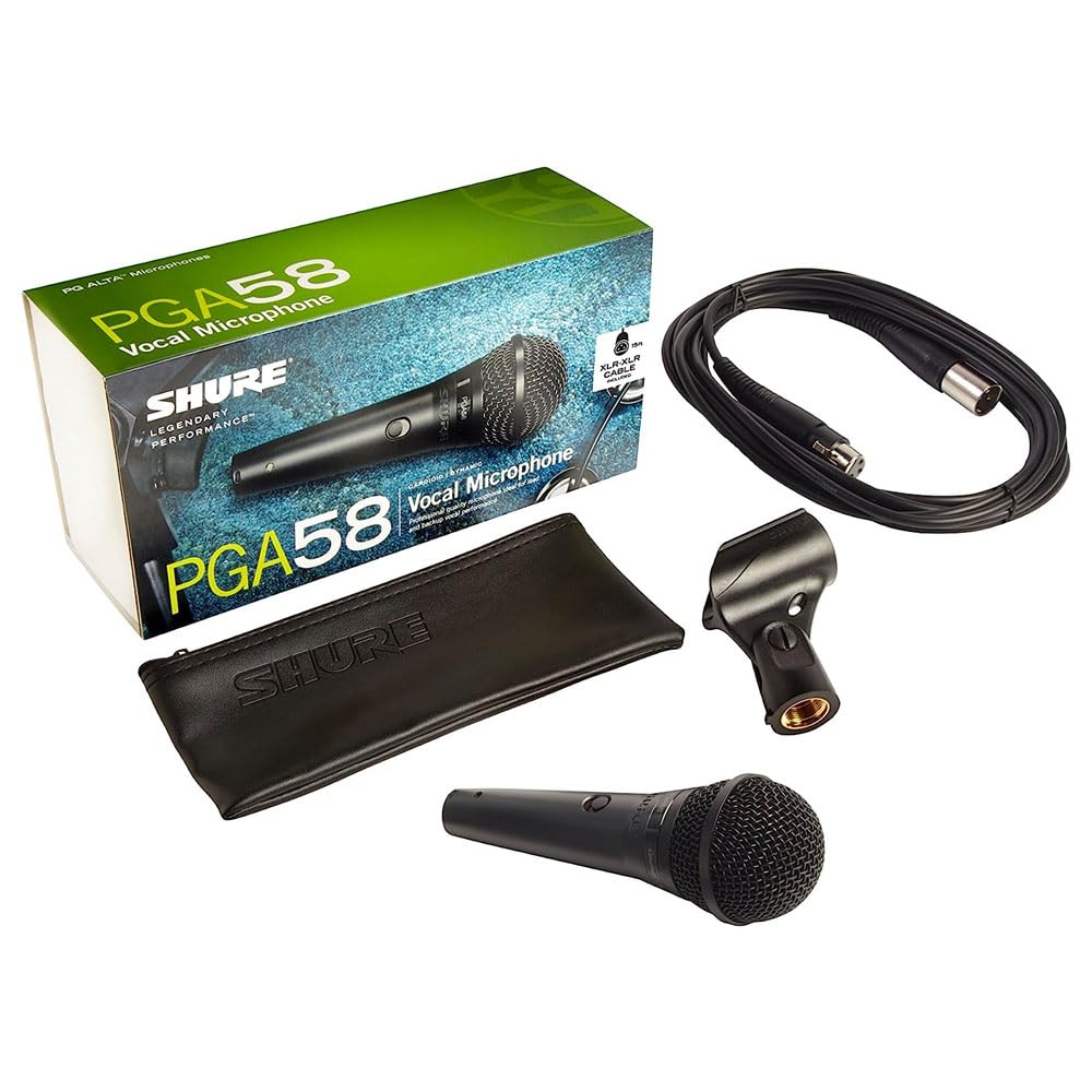 ميكروفون Shure PGA58 الديناميكي هو ميكروفون محمول عالي الجودة مصمم لتقديم صوت واضح وطبيعي للأداء الغنائي أو التحدث. يتميز بنمط التقاط قلبي الاتجاه الذي يعزل الصوت الرئيسي ويقلل الضوضاء الخلفية بشكل فعال
