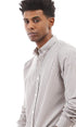 Ravin Long Sleeves Striped Brown & White Buttoned Shirt For Men,Comfortable fit suitable for daily wear.