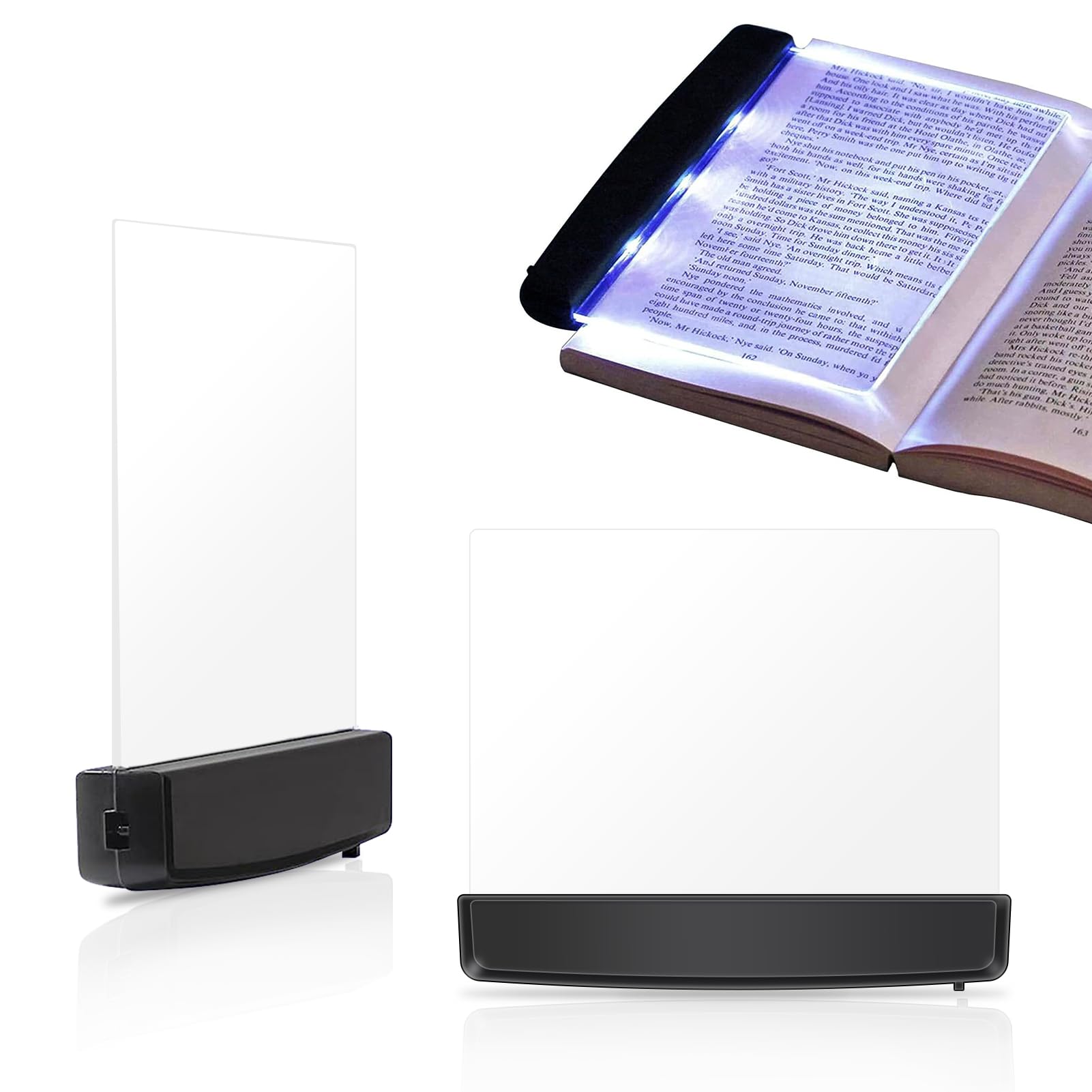 Agatige LED Reading Light – Flat Acrylic Bookmark Book Light, Portable LED Panel with Brightness Adjustment