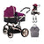 Teknum - 3 in 1 Pram Stroller Story, Diaper Bag & Hooks - Wine Grey