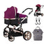 Teknum - 3 in 1 Pram Stroller Story, Diaper Bag & Hooks - Wine Grey