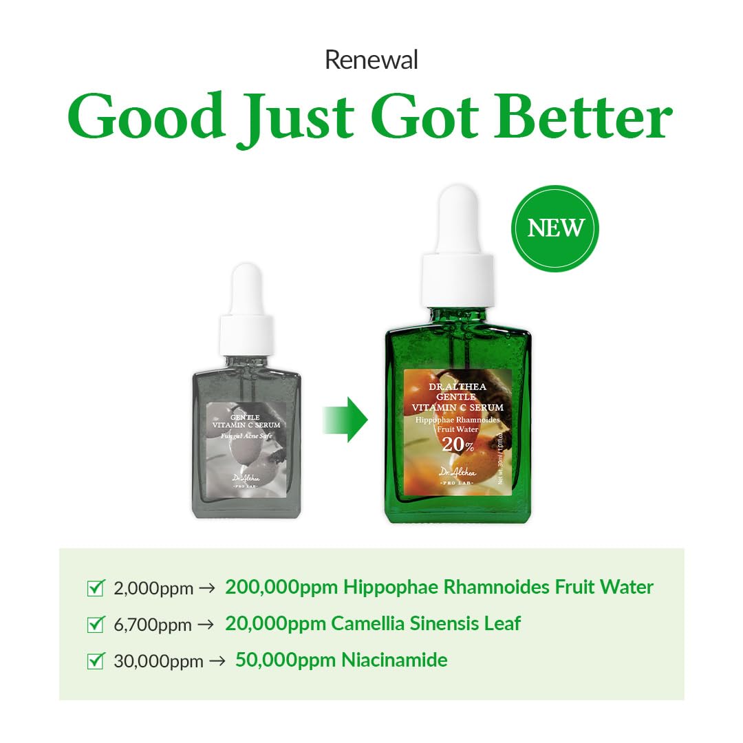 سيروم فيتامين سي اللطيف من د. ألتيا – أحد منتجات العناية الكورية المميزة المصمم خصيصًا للبشرة الحساسة. يحتوي هذا السيروم النباتي الخفيف على فيتامين سي الذي يساعد على توحيد لون البشرة وتقليل التصبغات والبقع الداكنة 