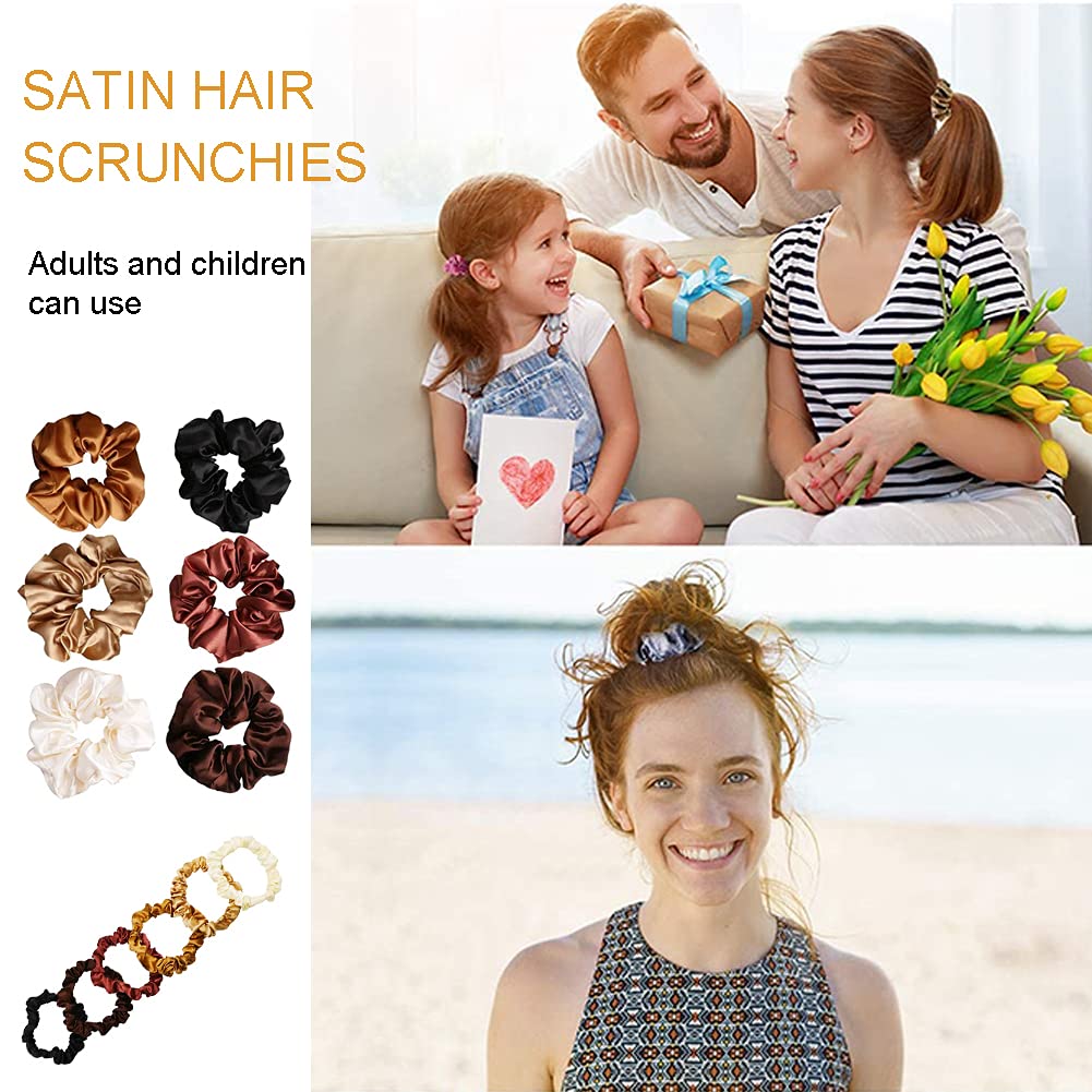 12 Pcs Satin Hair scrunchies, Colorful Silk Scrunchies Elastic Hair Tie Hair Band for Women Girls Teens Thick Thin Curly Hair