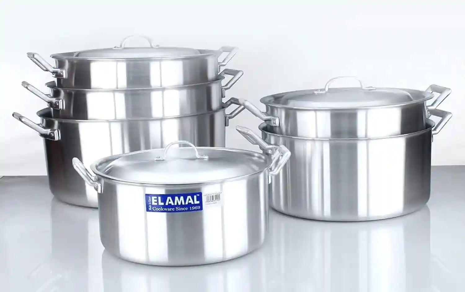 El amal elite pure aluminum hotel stockpot set 30/32 / 34/36 /28/40- Damage Box - Have Scratches - Safqqa Egypt