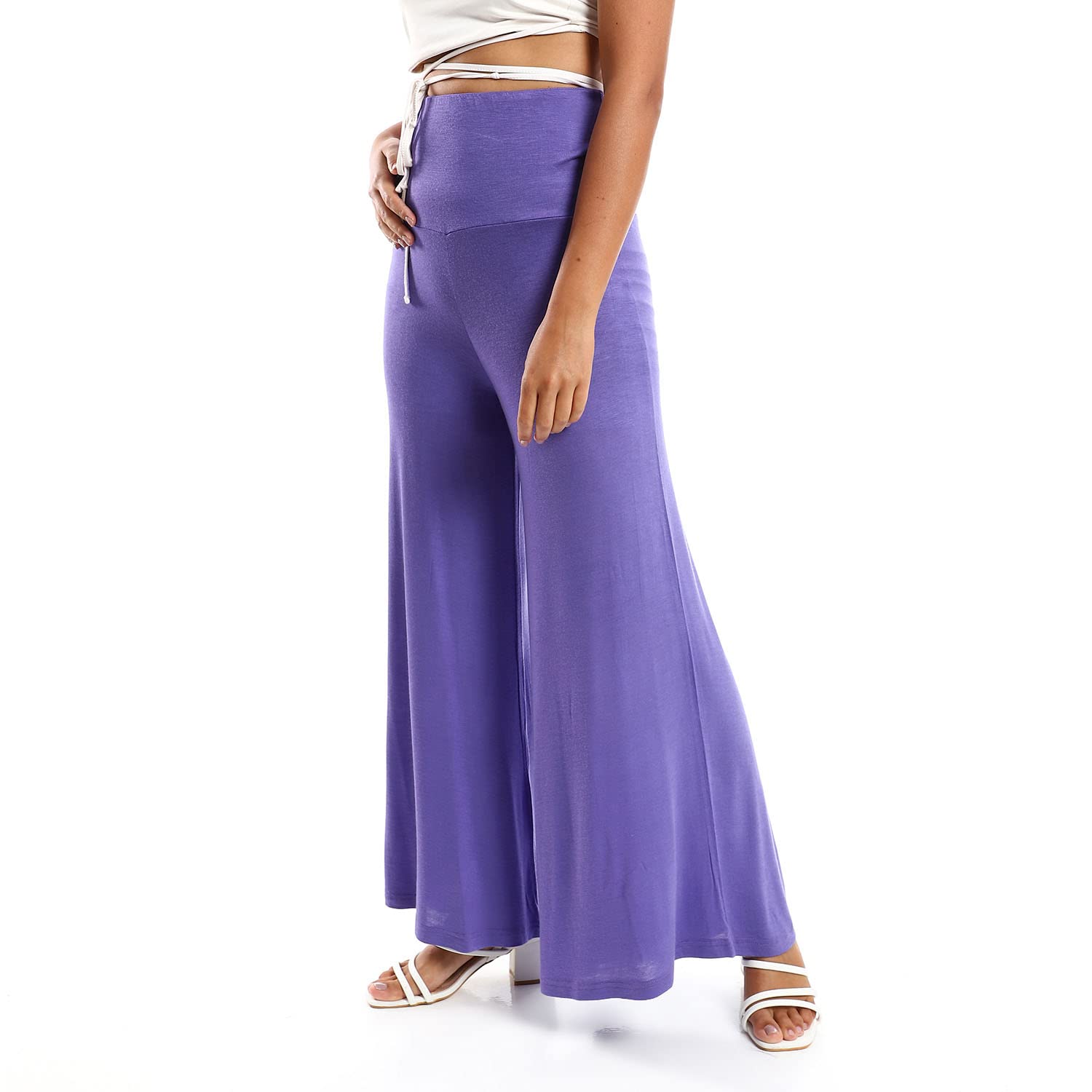 JAMILA Women Solid Pattern Flare Fit Pants - Safqqa Egypt
